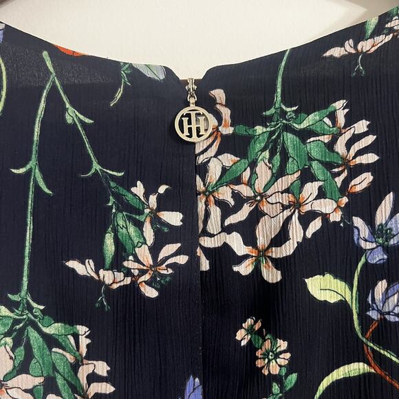 Tommy Hilfiger Trapeze Dress Plus Size 18 Navy Blue Floral Sleeveless Chiffon - Picture 7 of 8